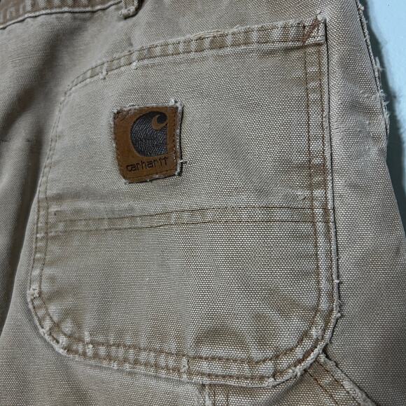 Carhartt Carpenter Work Pants Sz 38x34 Tan Flannel Lined Distressed Vintage Y2K - Picture 10 of 15